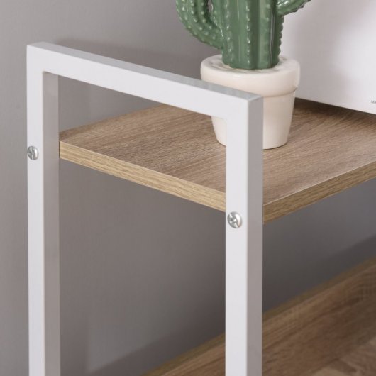 HomCom Escritorio con 4 Estantes 120x70x120cm Blanco/Roble