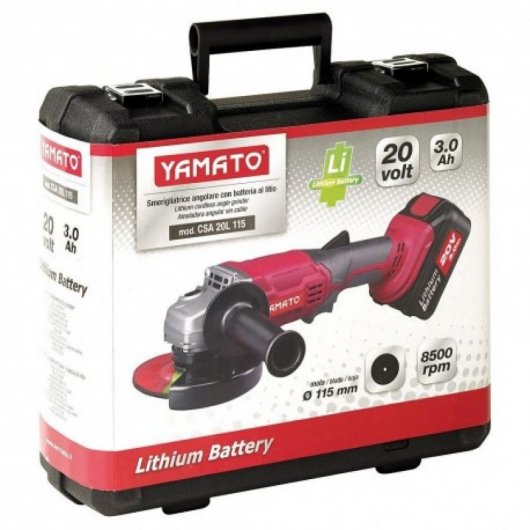 Yamato Amoladora Angular 20V + Batería + Cargador + Maletín