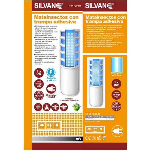 Silvano 40-IK-PLUGIN Mata Insectos Eléctrico 9W