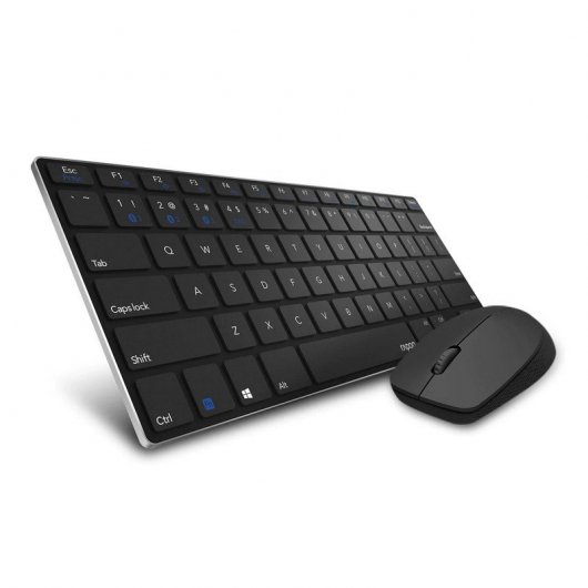Rapoo 9000M Clavier + Souris Sans Fil 2,4 GHz Ultra Fin Noir