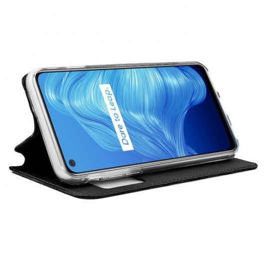 Cool Funda Flip Cover Liso Negro para Realme 7 5G