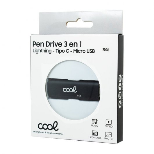 Cool 3 en 1 32 Go Lightning / Type-C / Micro-USB Noir