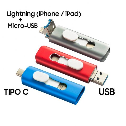 Fantastico 3 in 1 32 GB Lightning / Type-C / Micro-USB Nero