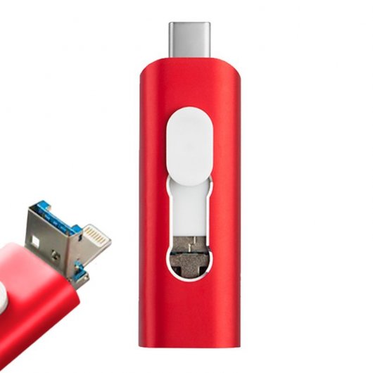 Clé USB 32 Go Double Port USB-C + USB 3.0 | Transfert Smartphone Android, Tablette, Ordinateur - Rouge