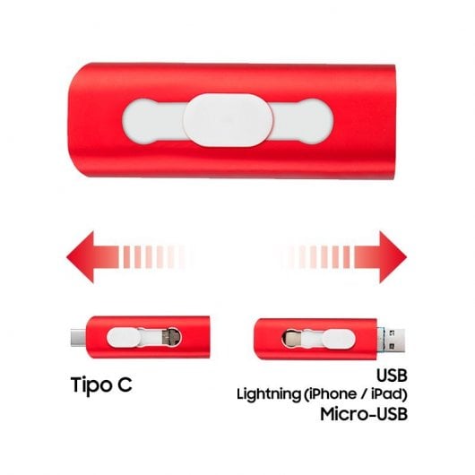 Fantastico 3 in 1 32 GB Lightning / Type-C / Micro-USB Rosso