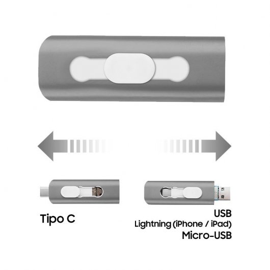 Fantastico 3 in 1 64 GB Lightning / Type-C / Micro-USB Grigio