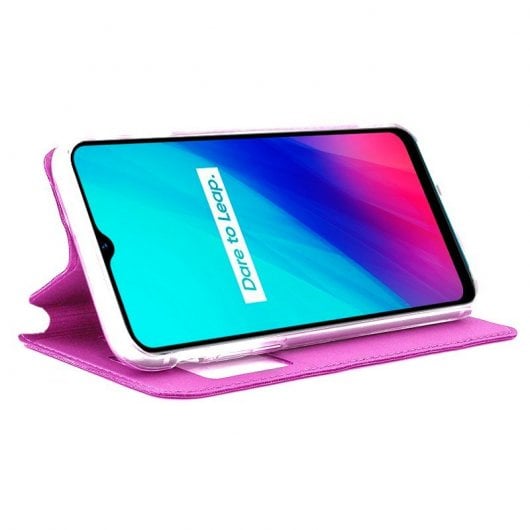 Cool Funda Flip Cover Liso Rosa para Realme C3/Realme 6i