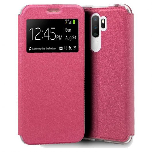 Cool Funda Flip Cover Liso Rosa para Oppo A5 (2020)/A9 (2020)