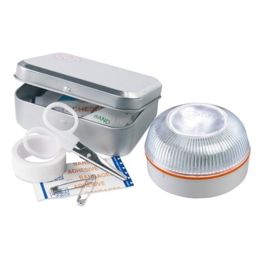 Help Flash Luz de Emergencia V16 con Base Imantada Homologada DGT + Kit Primeros Auxilios