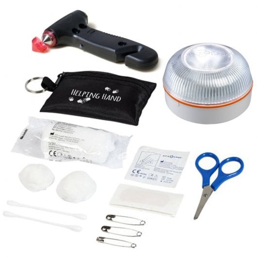 Help Flash Luz de Emergencia V16 con Base Imantada Homologada DGT + Martillo Multifunción + Botiquín