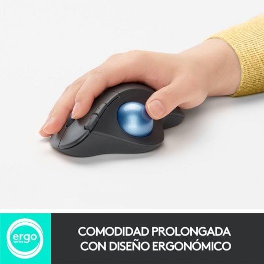 Logitech ERGO M575 Mouse Trackball Wireless - Facile controllo con il pollice, Tracciamento fluido, Design ergonomico e confortevole, per Windows, PC e Mac, con Bluetooth e USB