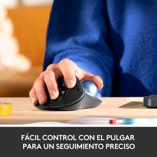 Logitech ERGO M575 Mouse Trackball Wireless - Facile controllo con il pollice, Tracciamento fluido, Design ergonomico e confortevole, per Windows, PC e Mac, con Bluetooth e USB