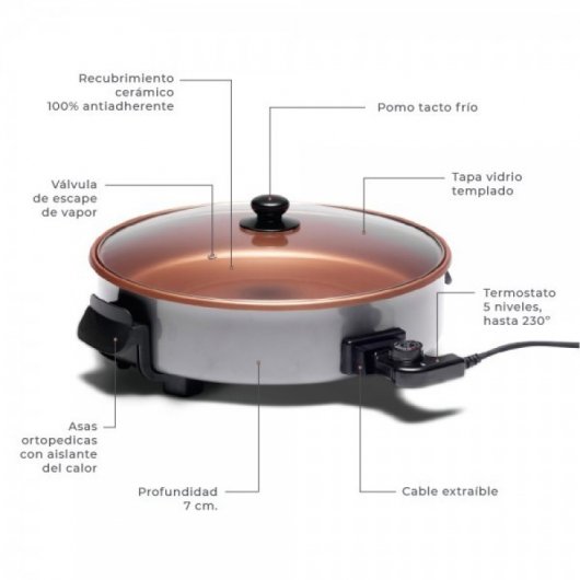 Newchef NW407 Sartén Eléctrica 40cm 1500W