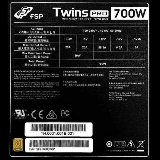 Alimentatore ridondante FSP Twins PRO 700W 80 Plus Gold