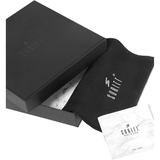 Suritt Rio Correa de Piel/Cuero Negro con Adaptadores Plateados para Apple Watch 42/44mm