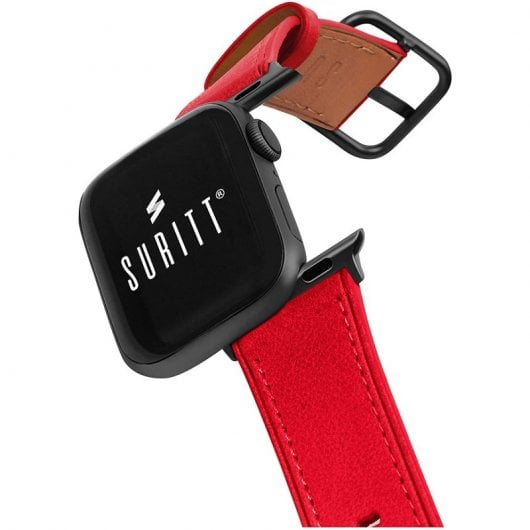 Suritt Rio Correa de Piel/Cuero Rojo con Adaptadores Negros para