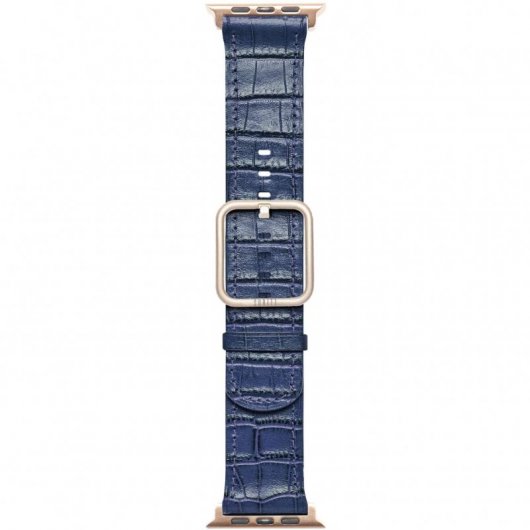 Suritt Sidney Correa de Piel/Cuero Azul con Adaptadores Dorados para Apple Watch 42/44mm