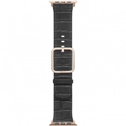 Suritt Sidney Correa de Piel/Cuero Negro con Adaptadores Dorados para Apple Watch 38/40mm
