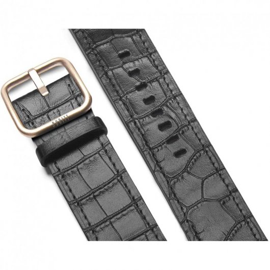 Suritt Sidney Correa de Piel/Cuero Negro con Adaptadores Dorados para Apple Watch 38/40mm