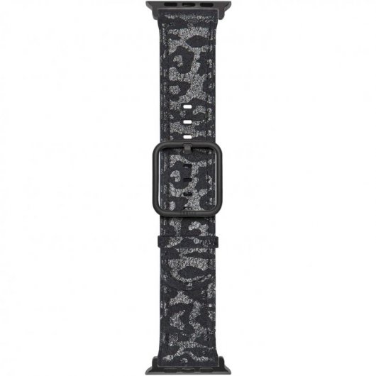 Suritt Leo Black Correa de Piel/Cuero Negro con Adaptadores Negros para Apple Watch 38/40mm