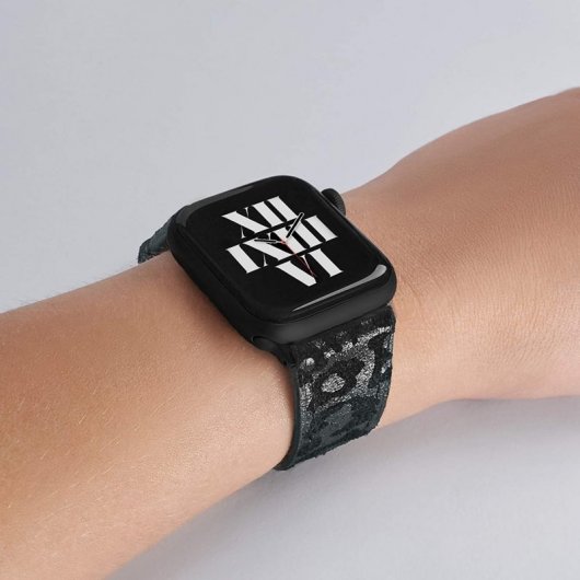 Suritt Leo Black Correa de Piel/Cuero Negro con Adaptadores Negros para Apple Watch 38/40mm