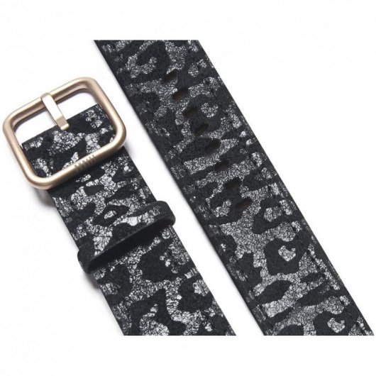 Suritt Leo Black Correa de Piel/Cuero Negro con Adaptadores Dorados para Apple Watch 38/40mm