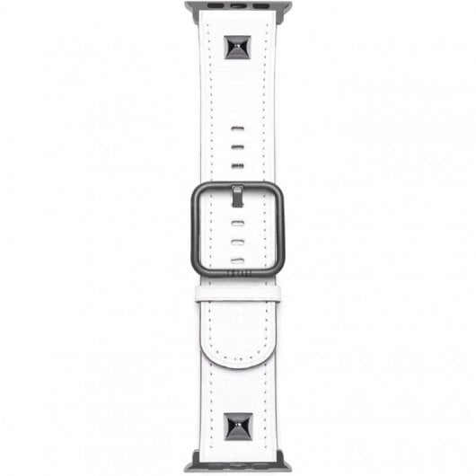 Suritt Oslo Correa de Piel/Cuero Blanca con Adaptadores Negros para Apple Watch 38/40mm