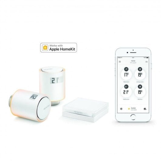 Têtes Thermostatiques Intelligentes Netatmo NBU-NAV-EU 3 Sans fil pour Radiateur