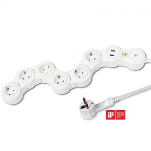 Eurobric Regleta Flexible 6 Tomas Schuko + 2 USB