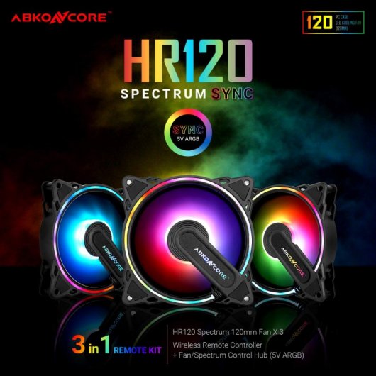 Abkoncore Hurricane Spectrum Sync Pack 3 ventiladores 120mm + Control HUB