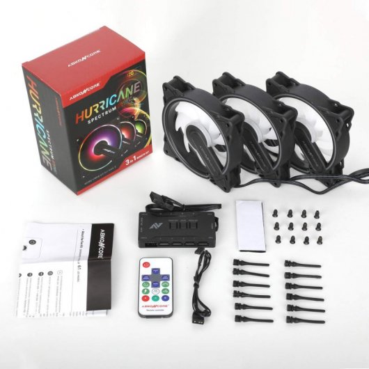 Abkoncore Hurricane Spectrum Sync Pack 3 ventiladores 120mm + Control HUB