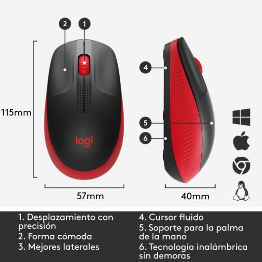 Logitech M190 Maus Beidhändig RF Wireless Optisch 1000 DPI (910-005908)