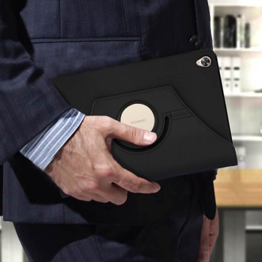 Avizar Funda Libro Soporte Negra para Huawei MediaPad M6