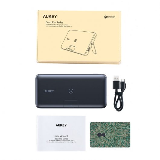 Aukey Basix Pro Powerbank con Carga Inalámbrica 10000mAh