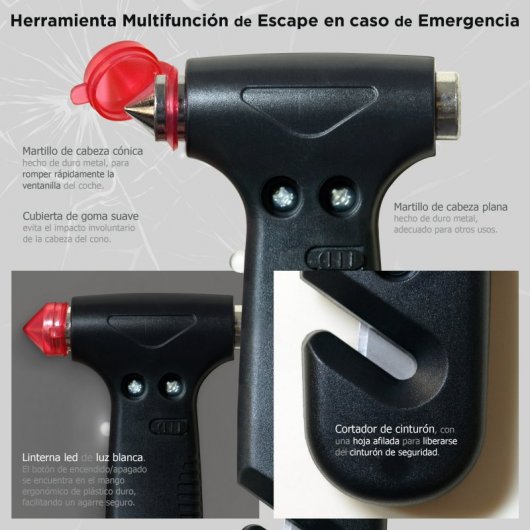 Help Flash Luz de Emergencia V16 con Base Imantada Homologada DGT + 2 Martillos Multifunción