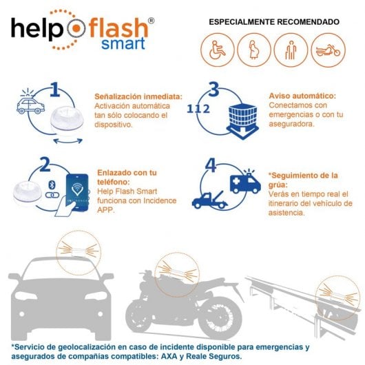 Help Flash Smart Luz de Emergencia Inteligente V16 Homologada DGT + Martillo Multifunción
