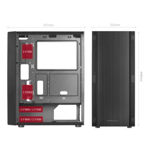 Mars Gaming MCN USB 3.0 con Ventana Negra