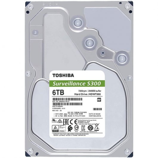 Toshiba S300 Surveillance Interne Festplatte 6 TB 7200 RPM 256 MB 3.5" Serial ATA III