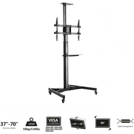 Ewent EW1540 Soporte Móvil de Suelo para TV 37"-70" VESA 600x400 Máx 50 Kg