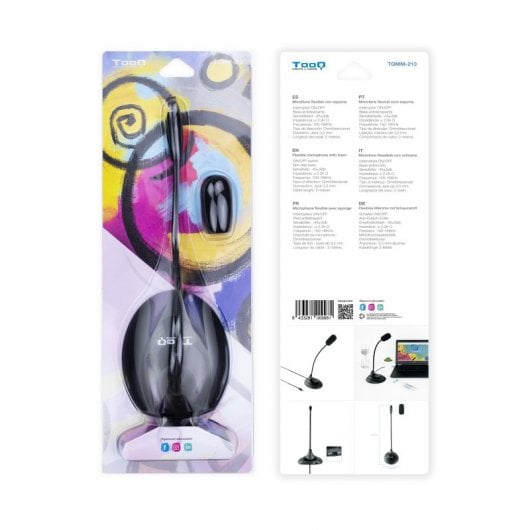 TooQ Micrófono Multimedia Flexible Jack 3.5 mm Negro