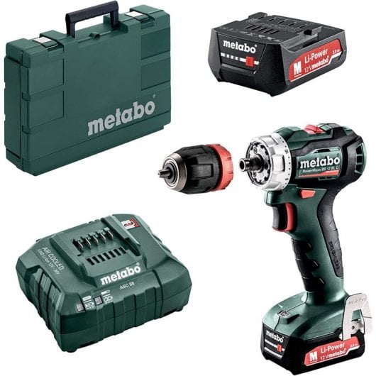 Metabo POWERMAXX BS 12 BL Q 1650 tr/min Sans clé 1,1 kg Noir, Vert, Rouge, Argent