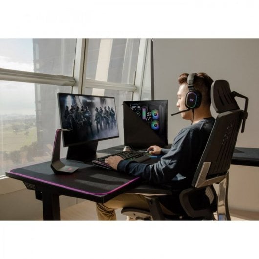 Thermaltake ToughDesk 500L RGB Mesa Gaming com Altura Ajustável Preta