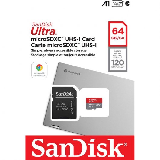 Sandisk Ultra Chromebook MicroSDXC 64GB UHS-1 con Adaptador