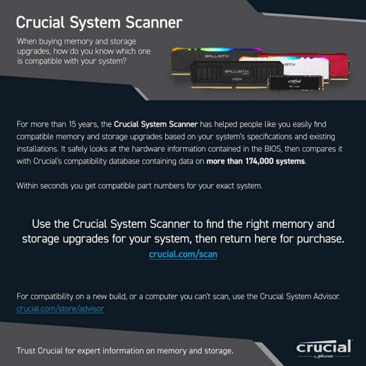 Crucial Ballistix DDR4 3200Mhz PC4-25600 64GB 2x32GB CL16 Blanca