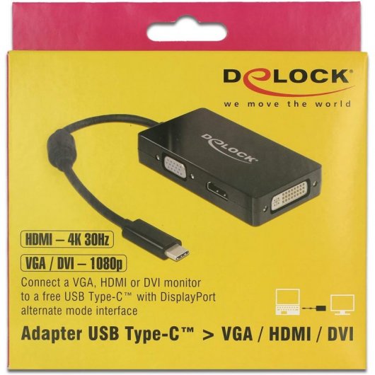 Delock 63925 Hub USB-C a VGA/HDM 4K/DVI