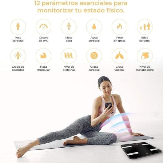 Balança Bioimpedância GKL Beauty FITBLUE300 Até 180kg 12 Parâmetros Ecrã LCD