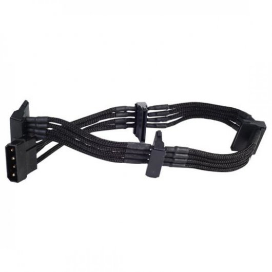 SilverStone PP07-BTSB Cable Extensor de Alimentación Molex a 4xSATA Macho/Macho 0.3m Negro