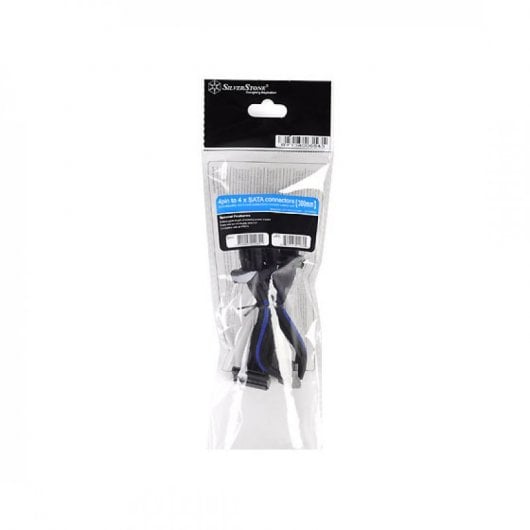 SilverStone PP07-BTSBA Cable Extensor de Alimentación Molex a 4xSATA Macho/Macho 0.3m Negro/Azul