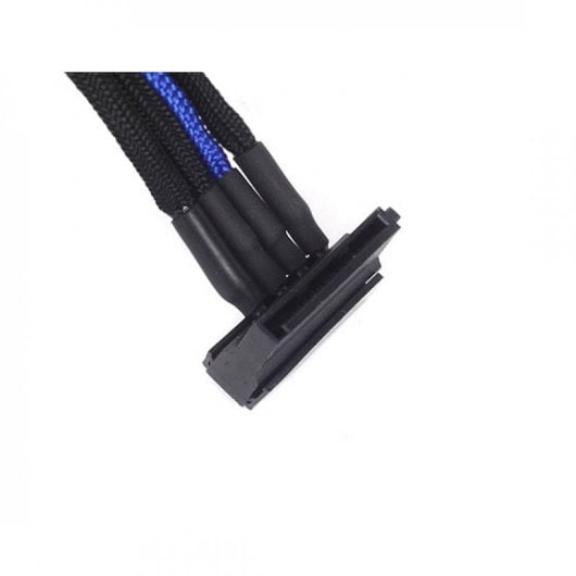 SilverStone PP07-BTSBA Cable Extensor de Alimentación Molex a 4xSATA Macho/Macho 0.3m Negro/Azul