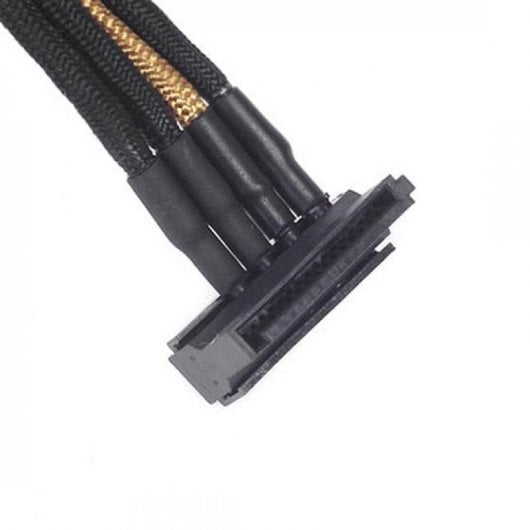 SilverStone PP07-BTSBG Cable Extensor de Alimentación Molex a 4 SATA 30cm Negro/Oro